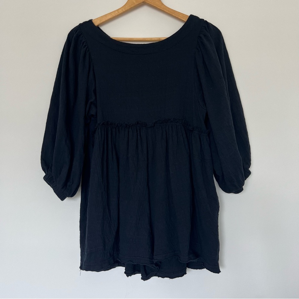 Free People Black Puff Sleeve Romper - Picture 4 of 12